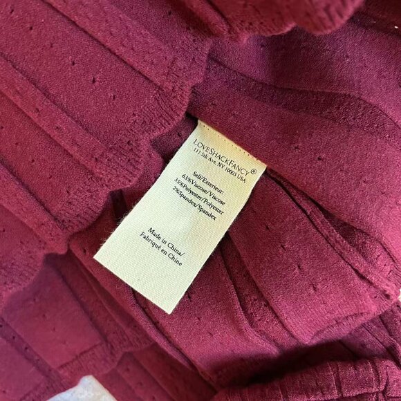 NWT LoveShackFancy Lavender Stretch Pointelle Mini Dress XS Spiced Berry Wine - Picture 8 of 9